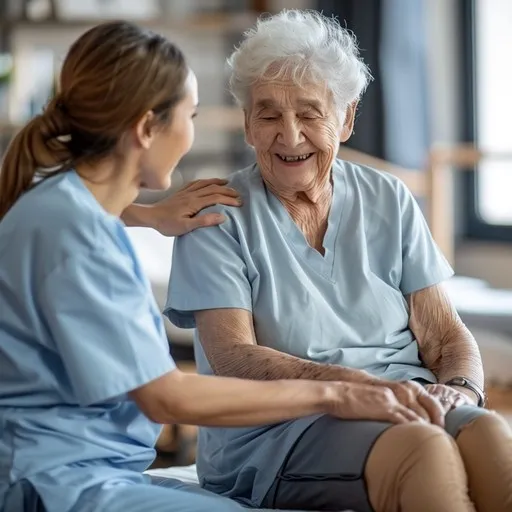 Caregiver supporting a patient at home
